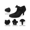 thumbnail image 4 of BLISSFUL STEP Women's Closed Toe Knot Kitten Heel Mary Jane Pumps Black (Size 6), 4 of 7