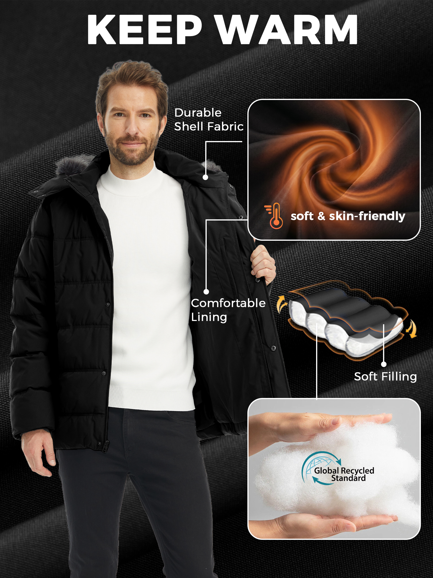 Wantdo Men's Winter Puffer Jacket with Detachable Hood photo 6