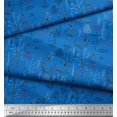 thumbnail image 3 of Soimoi Blue Japan Crepe Satin Fabric Abstract & Rabbit Animal Printed Fabric 1 Yard 42 Inch Wide, 3 of 3
