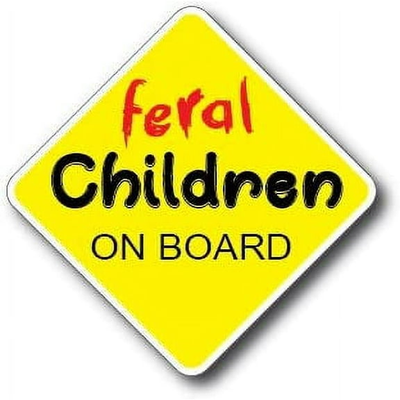 3 Pack Feral Children on Board Decal Sticker Car Truck Window Bumper Safety Sign Peel and Stick