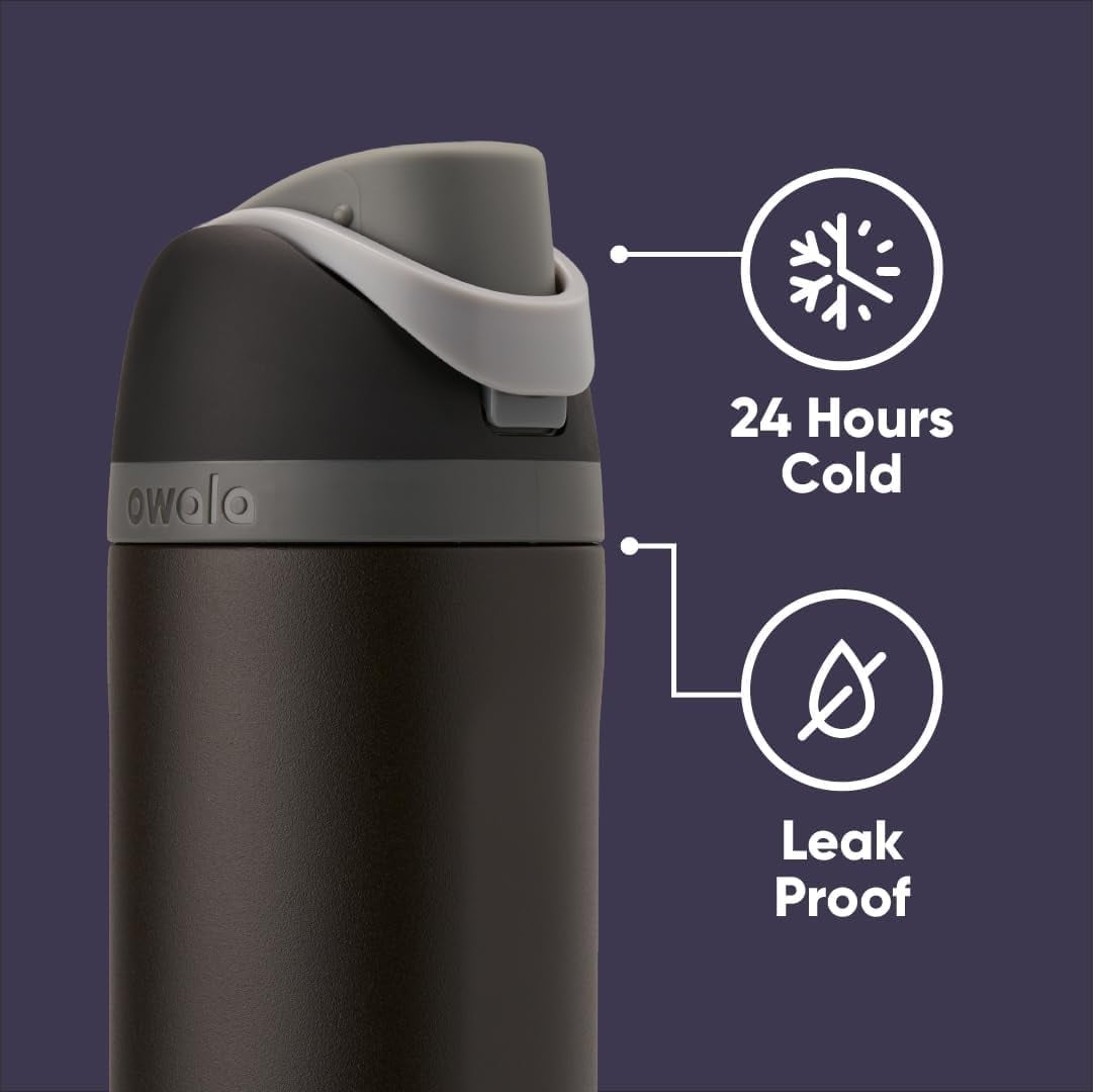 Owala FreeSip Stainless Steel Water Bottle, 24oz, Black