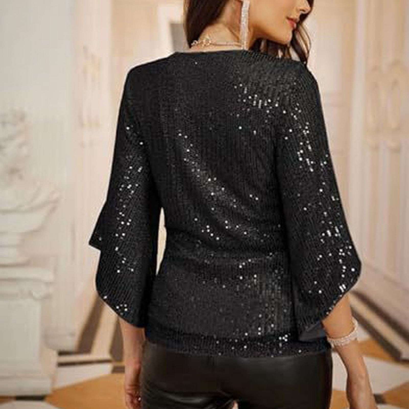 sparkly black blouse