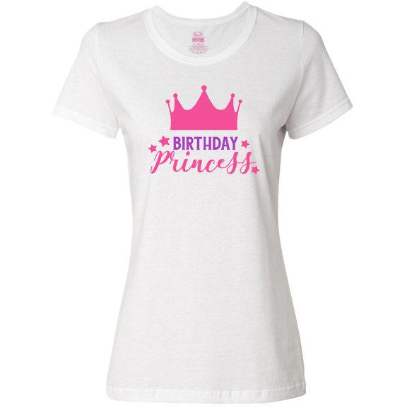 Inktastic Birthday Princess, Crown, Stars - Pink Purple Women's T-Shirt