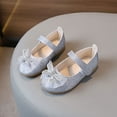 thumbnail image 2 of Quealent Girls Mary Jane Dress Shoes Low Heel Glitter Patent Bow Kids Party Wedding Flower Girl School Shoes(Toddler/Little/Big Kid) Silver for Size 12.5, 2 of 7