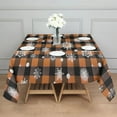 thumbnail image 3 of Orange and Black Plaid Christmas Snowflake Pattern Square Tablecloth,Waterproof Square Table Cover,Wipeable Spillproof Washable Table Cover for Home Kitchen Party Decor 42"X42"(107x107cm), 3 of 6