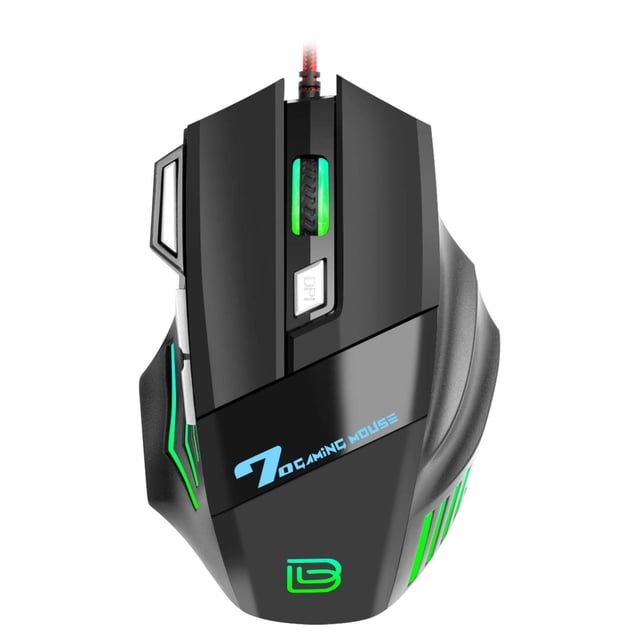 BAJEAL Computer Wired USB Ergonomic Optical Gaming RGB Lighting 32 DPI Adjustable 4 Side Buttons Forward Backward Plug and Play High Speed Responsive for PC Laptop