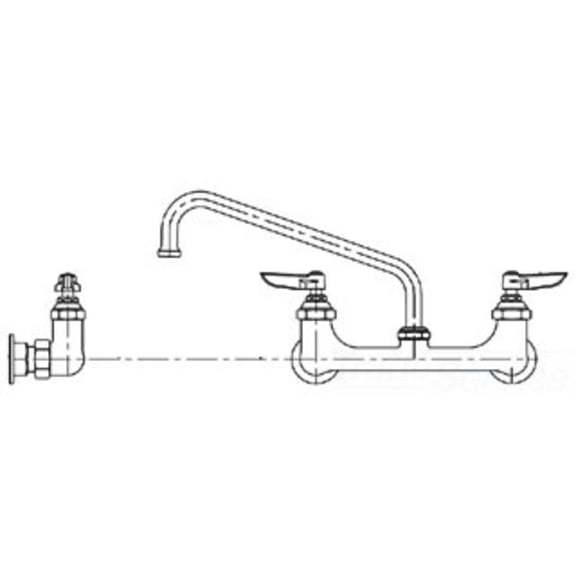 T&S Brass B-2429-CR 8c/c Wall Mount Faucet, 1/2 NPT Female Inlets, Ceramic Cartridges, 10Swing Nozzle