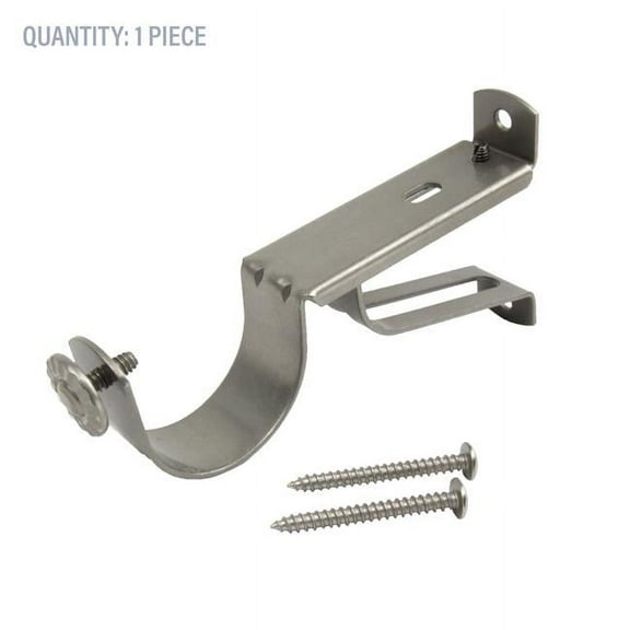 Central Design 1919-15 1.5 in. Dia. Single Curtain Rod Mounting Bracket, Satin Nickel
