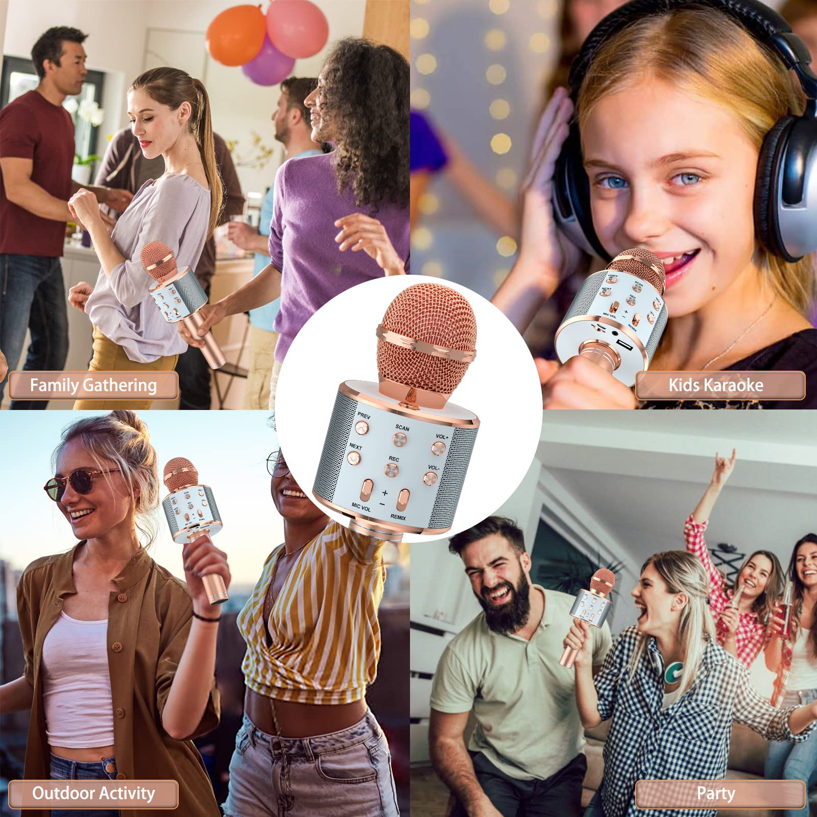 BONAOK 2-Pack Wireless Karaoke Microphones With Bluetooth Speaker photo 7