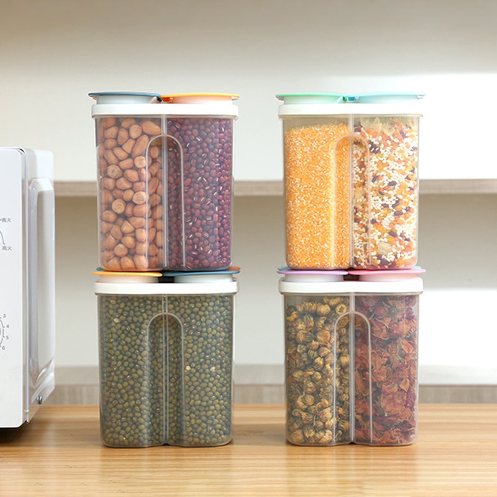 Deyuer Grain Storage Box Food Grade Transparent Good Sealing Effect Large Capacity Detachable Save Space Heat-Resistant Cereal Storage Container Airtight Food Organizer Box for Kitchen,L