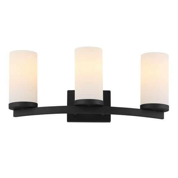 Design House Breckham Modern 3 Light Black Dimmable Vanity Light with White Frosted Glass Shades