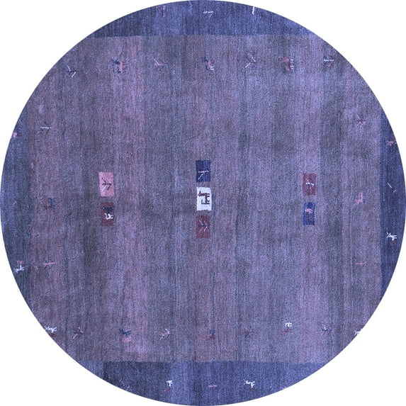 Ahgly Company Indoor Round Abstract Blue Contemporary Area Rugs, 8' Round