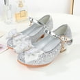thumbnail image 2 of LUOGENLI Slippers Girls Slippers Girls Sandals Closed Toe Heels Wedding Party Shoes Sequins Bow for Toddler Slippers for Girls Size 4 Girls Slippers Size 2-3 Big Kid Silver 30, 2 of 9