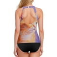 thumbnail image 2 of Women's Printed Tankini Top - High Elasticity Slim-Fit Swimsuit with Removable Straps & Cups, Perfect for Beach & Pool Parties，An Little Orange Cat, 2 of 7