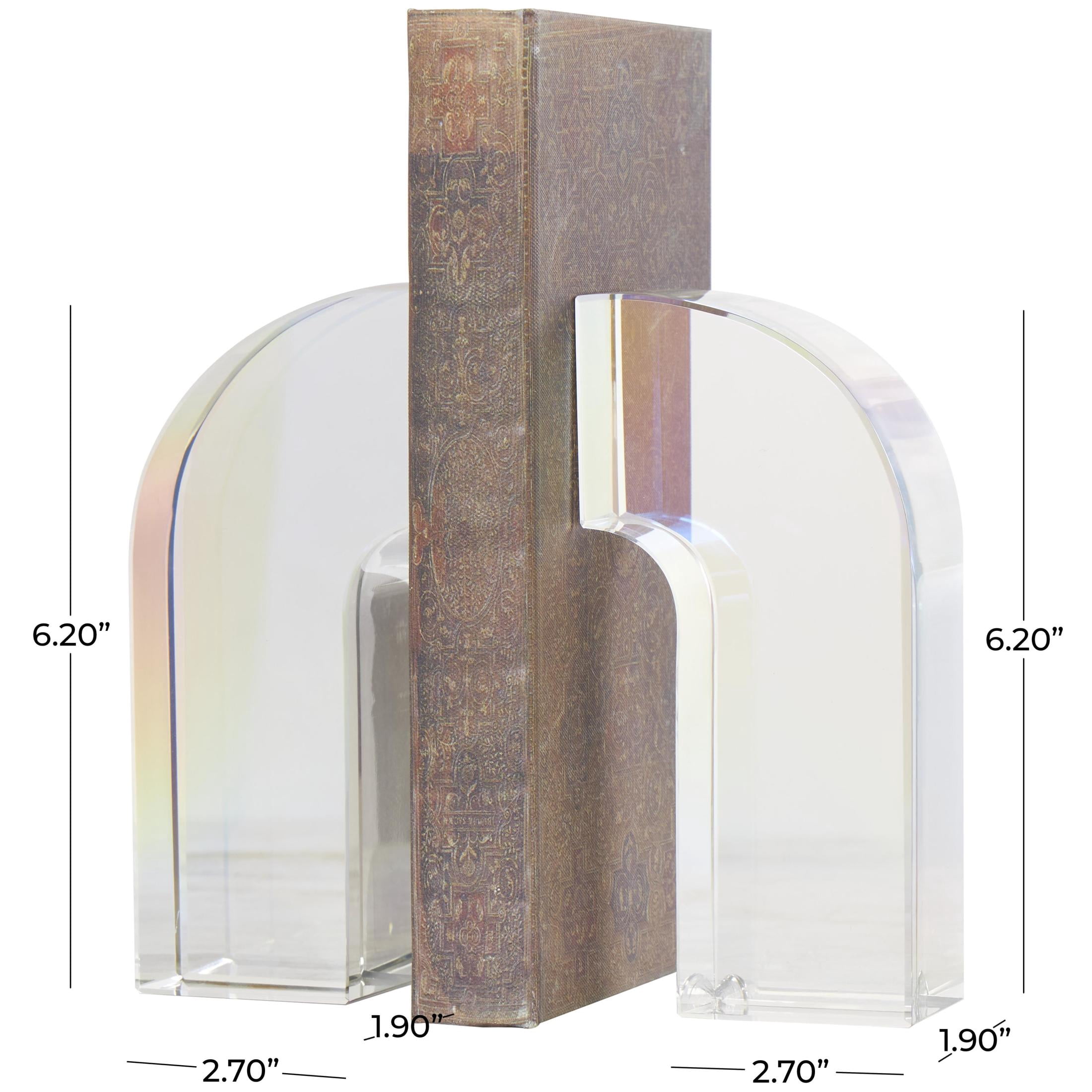 DecMode 3" Arched Geometric Clear Crystal Bookends (Set of 2)