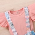 thumbnail image 4 of URMAGIC Newborn Infant Baby Girls Kids 2Pcs Flared Sleeve Floral Outfit Set Romper Jumpsuit Suspender Skirt, 4 of 7