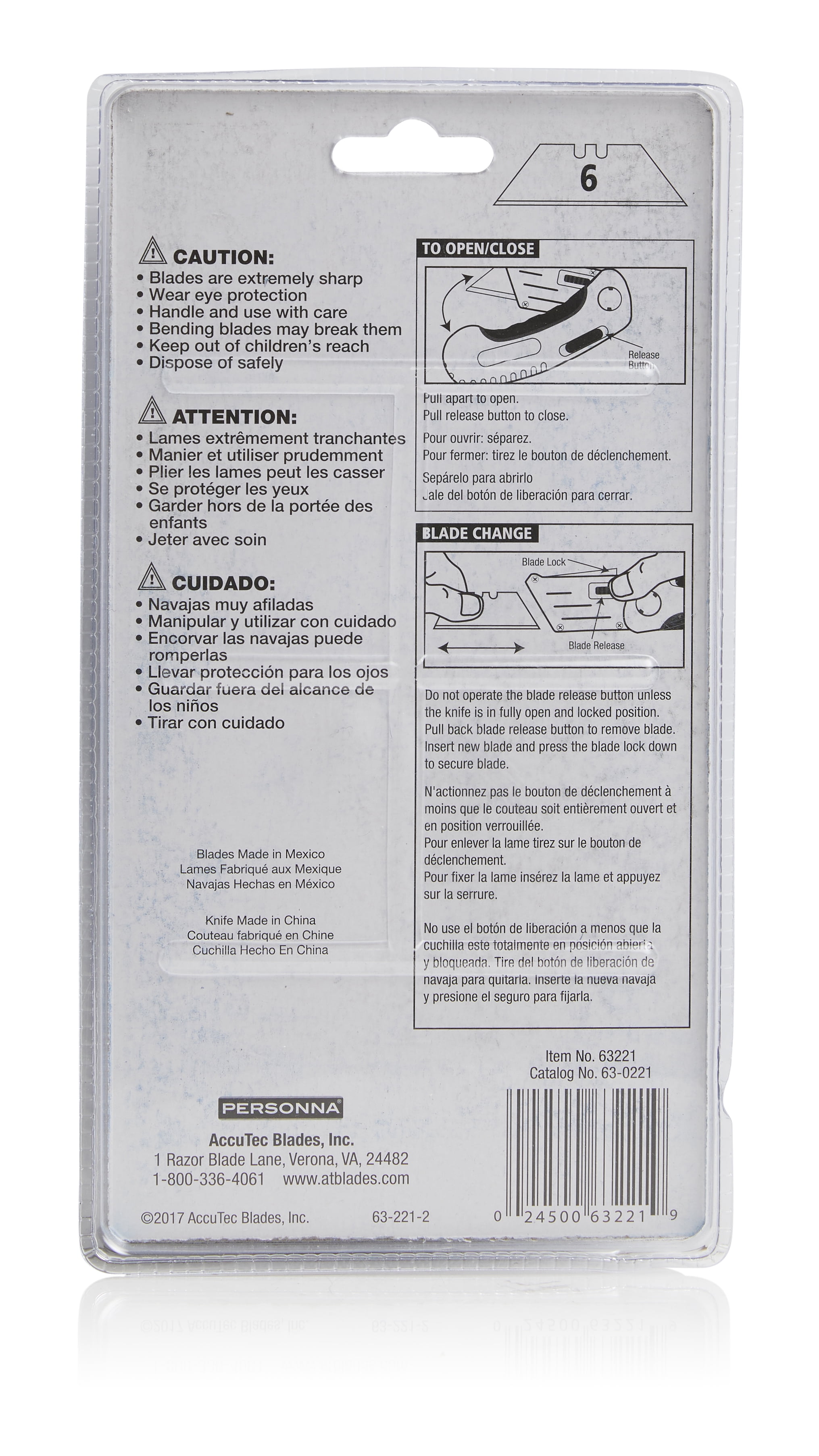 AMERICAN SAFETY RAZOR FOLDING UTILITY KNIFE, WITH 5 BLADES