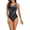 Dark Blue, variant on WBQ Women's Scoop Neck Sport One Piece Swimsuit Color Block Bathing Suits