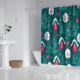 thumbnail image 2 of Dark Teal Christmas Village Pattern Shower Curtain 84"x72" ,Bathroom Decorative Shower Curtains Set with 12 Hooks,Modern Waterproof Washable Shower Curtain, 2 of 6