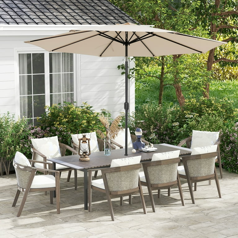 Costway 10FT Large Patio Umbrella with Deck Crank, 6 Ribs Costway 10FT Large Patio Umbrella with Deck Crank, 6 Ribs