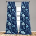 thumbnail image 2 of Nautical Window Curtains, Cartoon Style Corals Seaweeds Repetitive Retro Illustration Art, Lightweight Decor 2-Panel Set with Rod Pocket, Pair of - 28"x84", Dark Lavender and Sea Blue, by Ambesonne, 2 of 3
