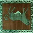 thumbnail image 1 of Ahgly Company Indoor Square Animal Turquoise Blue Traditional Area Rugs, 4' Square, 1 of 4
