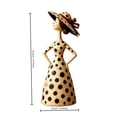 thumbnail image 2 of Retro Lady Figurine with Polka Dot Dress and Hat, Handcrafted Resin, Beige and Black, for Living Room Shelf, Vintage Home Decor, 2 of 3