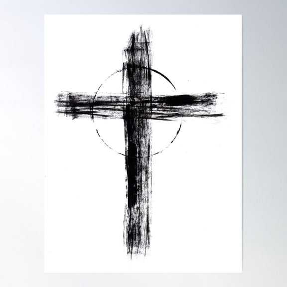 Black And White - Cross Poster Wall Art, Modern Wall Decor For Living Room Bedroom, 12x18 UNFRAMED
