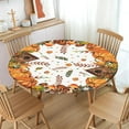 thumbnail image 2 of Fall Round Fitted Tablecloth with Elastic Edge,Water-Resistant Picnic Orange Thanksgiving Autumn Harvest Pumpkin Table Cover for 40-44" Found Tables Buffalo Plaid Table Cloth for Dinner,Outdoor,Patio, 2 of 6