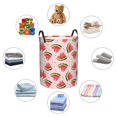 thumbnail image 4 of Rateoe Hand Drawn Watermelon Pattern Round Laundry Hamper Basket, Tall Hamper Basket for Blanket Storage, Nursery Clothes Hamper for Laundry in Bedroom and College Dorm-Medium, 4 of 6