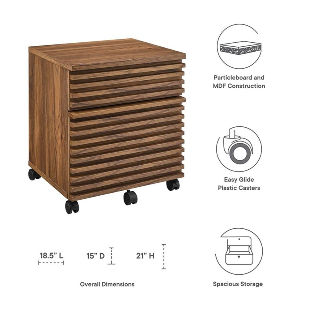 Pemberly Row Contemporary Wood and Plastic File Cabinet in Walnut