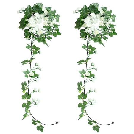 

Artificial Vine Garland with 69 Heads for Home Wedding Decoration (White 2Pcs)