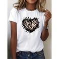 thumbnail image 1 of Camiseta de manga corta para mujer, estilo casual, cuello redondo, estampado de corazones con lunares a la moda, ideal para primavera y verano, 1 of 6