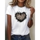 thumbnail image 1 of Camiseta de manga corta para mujer, estilo casual, cuello redondo, estampado de corazones con lunares a la moda, ideal para primavera y verano, 1 of 6