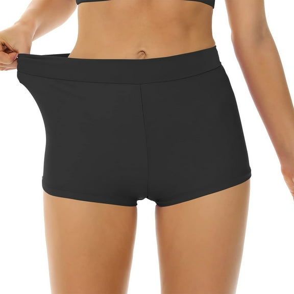Xhshgfbi Women's Swimsuit Bottoms Tummy Control Swim Boyshorts Full Coverage Boardshort Women Swim Shorts High Waisted Bathing Suit Bottoms Black L