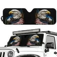 thumbnail image 2 of Uorisanigo Windshield Sun Shade for Rubicon Sahara TJ JK JKU 2 Door & 4 Door and Compatible with Gladiator JT 2020-2023 UV Rays Blocker Sun Visor Shade (Bald Eagle American Flag), 2 of 7
