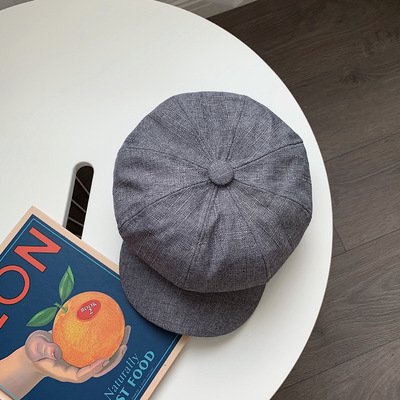 LinYooLi Version Coréenne des Chapeaux d'Automne et d'Hiver Béret Rétro Littéraire Féminin Décontracté Polyvalent Octogonal Coton Matios Chapeau de Peintre Homme