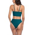 thumbnail image 4 of Traje de baño de dos piezas de triángulo cómodo y encantador de color puro para mujer verde S, 4 of 5