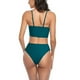 thumbnail image 4 of Traje de baño de dos piezas de triángulo cómodo y encantador de color puro para mujer verde S, 4 of 5