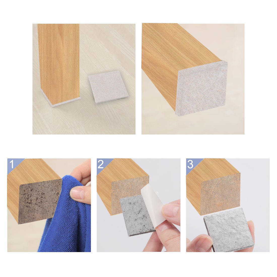 Unique Bargains 70pcs Self-stick Non-slip Anti-scratch Felt Pads for Floors Protector