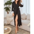 thumbnail image 6 of Richie House Women Kimono Sexy Robes Long Knit Bathrobe V-neck Casual Loungewear RHW2905-A-L, 6 of 7