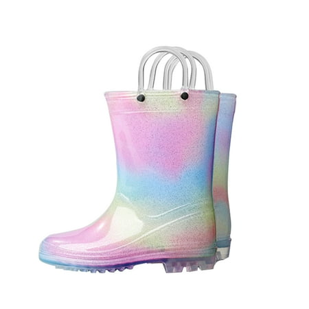 

Girls Casual Waterproof Rain Boots With Colorful Gradient Print For Outdoor PVC