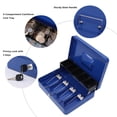 thumbnail image 3 of xydled Caja de efectivo de metal con bandeja para dinero y caja de almacenamiento con cerradura para llaves, azul, 4 ranuras para billetes/5 monedas, 11,8" x 9,5" x 3,5" azul, 3 of 5