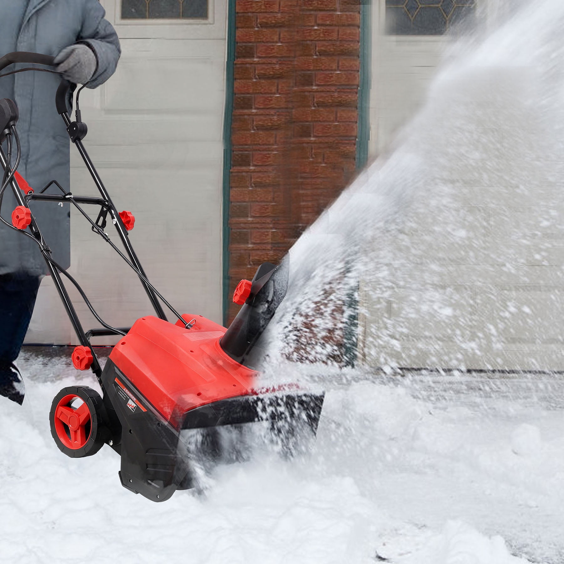SHOME 20 " Corded Electric Snow Thrower with LED Headlights 15 Amp Motor Efficient Winter Snow Removal