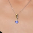 thumbnail image 3 of Gem Stone King 925 Silver and 10K Yellow Gold Blue Tanzanite Pendant Necklace for Women | 0.90 Cttw | Gemstone December Birthstone | Round 6MM | With 18 inch Silver Chain, 3 of 6