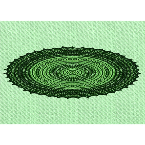 Ahgly Company Machine Washable Indoor Rectangle Transitional Green Area Rugs, 8' x 12'