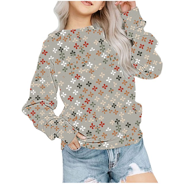 Jamicy Chandails en Molleton Mignons pour Filles Cadeau de Noël Chandails en Molleton Oversize Col Rond Décontracté Manches Longues Pull Mode T-Shirt Graphique de Noël Automne 2024
