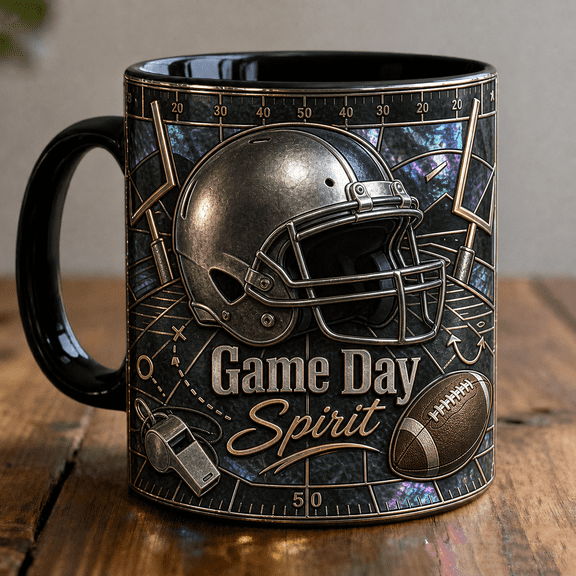 Football Mug 3D Effect Helmet Style Field Lines Coffee Cup for Game Day Fans
