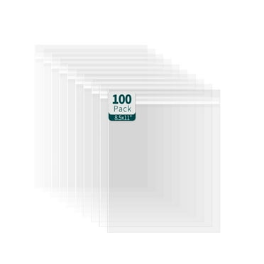 100 Pack Reclosable Plastic Bags 8.5x11 Clear Poly Bags