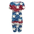 thumbnail image 5 of Guluxicc 2 Piece Women's Plus Size Matching Sets 4th of July V Neck T Shirts Slim Legging Shorts Casual Summer Loungewear, 5 of 6
